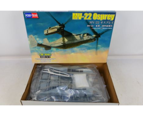 Hobby Boss - A boxed 1:48 scale model kit MV-22 Osprey 81769. The kit appears to be mint with parts in sealed bags, instructi
