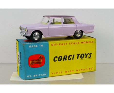 Corgi Toys - A boxed Corgi Toys #232 Fiat 2100. The model in pale pink, mauve roof and lemon interior with spun hubs, has a f