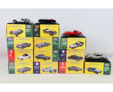 Atlas Editions - A collection of 12 boxed 1:43 scale diecast model cars from the Atlas Editions 'Classic Sports Cars' series.