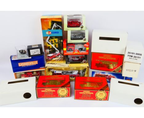 Corgi - Matchbox - Oxford Diecast - a mixed collection of 13 boxed fire engines of various scales to include: Matchbox Yester