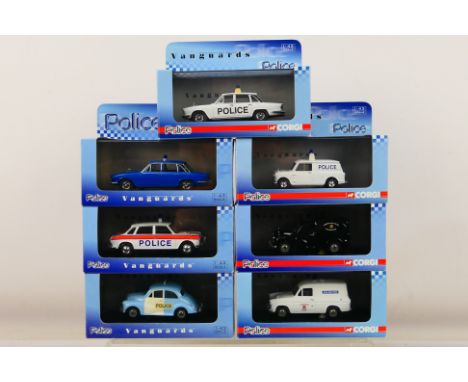 Vanguards - A boxed collection of seven Limited Edition diecast model Police vehicles from Vanguards. Lot includes VA08205 Tr