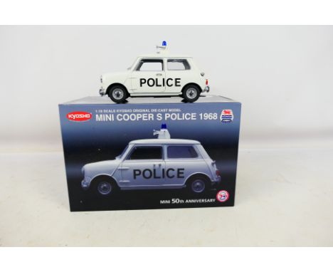 Kyosho  - A boxed 1:18 scale Kyosho #08104P Mini Cooper S 1968 Police Car.  The model shows some dusty signs of display and a
