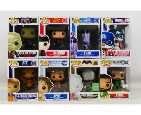 Funko Pop vinyl Bobble-Head - a group of 8 assorted icons comprising E.T. # 130, Inside Out, Fear # 135, Marvel, Cap Snowman 