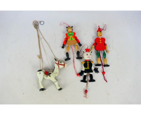 Moko - Lesney - Other - A vintage cast metal Muffin The Mule puppet with 3 x modern wooden puppets. Muffin appears in Good ov