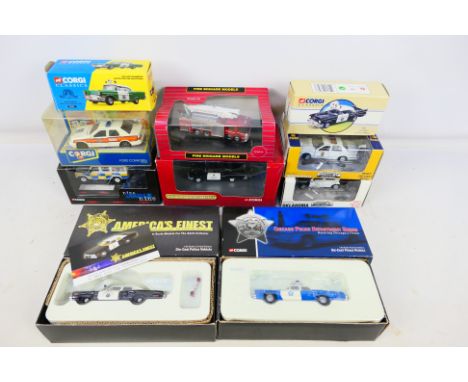 Gearbox Collectibles - Corgi - Fire Brigade Models - A boxed collection of diecast emergency themed vehicles in various scale