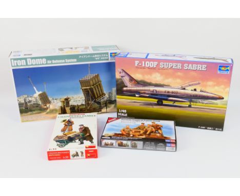 Trumpeter - MiniArt - Hobby Boss - 4 boxed kits to include: Trumpeter 1:48 scale model aircraft kit F-100F Super Sabre 02840 