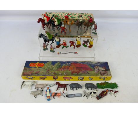 John Hill - Britians - Crescent Toys - A mixed assortment of 16 loose vintage lead figure to include Native Americans and Ara