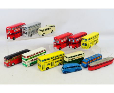 Dinky Toys - Wiking - An unboxed fleet of diecast and plastic model buses / trams, predominately from Dinky Toys. Lot include