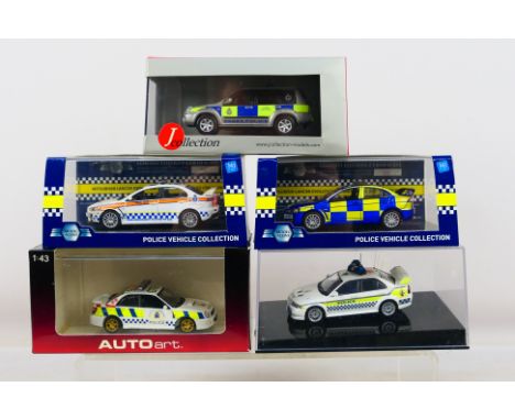 Model Icons - J Collection - Auto ARt - Five boxed diecast 1:43 scale Police cars. Lot includes Model Icons Limited Edition #