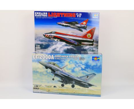 Trumpeter - two boxed 1:32 scale model aircraft kits EF-2000A Eurofighter Typhoon 02278 and English Electric (BAC) Lightning 