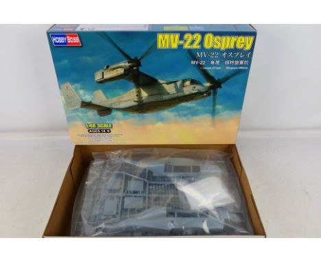 Hobby Boss - A boxed 1:48 scale model kit MV-22 Osprey 81769. The kit appears to be mint with parts in sealed bags, instructi