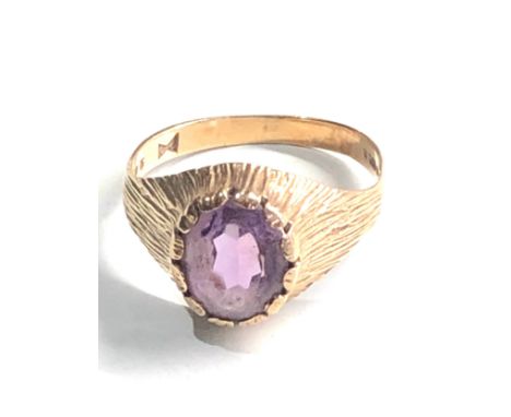 9ct gold amethyst ring weight 3g 
