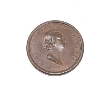 Rare George 11 Arrival of the young pretender expected 1745 Maker: T Pingo.Obverse: Bust of Prince Charles facing right hair 