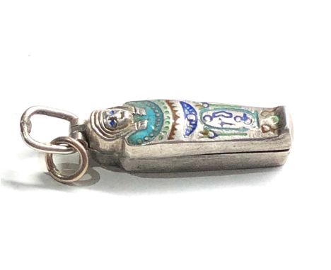 Silver enamel egyption mummy opening charm 