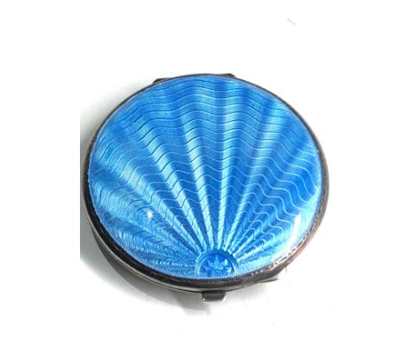 Antique silver &amp; enamel compact in good condition measures approx 6.4cm dia 