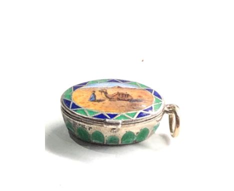 Rare egyption silver &amp; enamel opening charm 