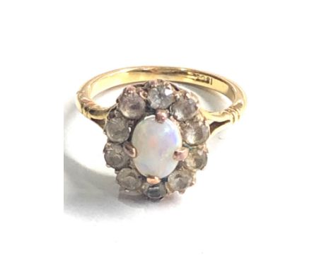 18ct gold vintage opal &amp; white sapphire  ring (3.4g) 