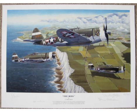 The Boss limited edition print by D. Wrightington. Depicts P-47s of the 4th Fighter Group flown by Capt James Goodson and Rob