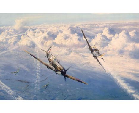 Combat over London by Robert Taylor. An unquestionably rare limited edition autographed print. Combat over London was painted