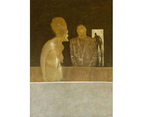 Johannes Grützke (1937 Berlin - 2017 ebenda) (F)'Komposition geheimer menschlicher Beziehungen', Tempera und Öl auf Leinwand,