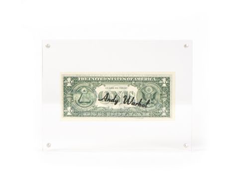 Andy Warhol (1928 Pittsburgh - 1987 New York) (F)'1 Dollar', 1 Dollar-Schein in Plexiglasrahmung, 20 cm x 15 cm Maße des Plex