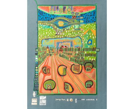 Friedensreich Hundertwasser (1928 Wien - 2000 Brisbane) (F)'Street for Survivors', aus 'Look at it on a rainy day', Farbsiebd