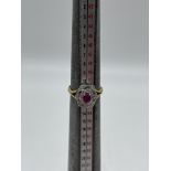 18ct Yellow Gold Diamond Pink Sapphire Ring.