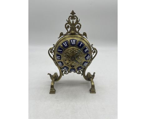 Antique French Brass and Enamel Mantel Clock.