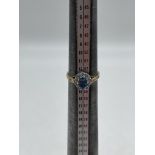 9ct Yellow Gold Diamond Blue Topaz Ring.