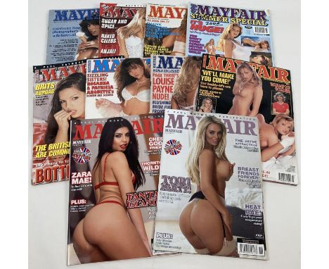 10 assorted vintage and more modern issues of Mayfair; Entertainment for Men, adult erotic magazine.  