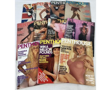 11 vintage issues of Penthouse, adult erotic magazine. All in good condition.  
