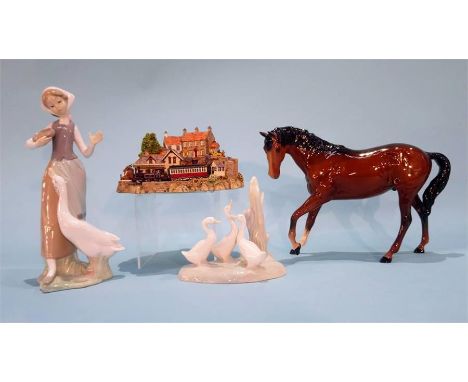 Two Nao figures, Beswick horse etc.