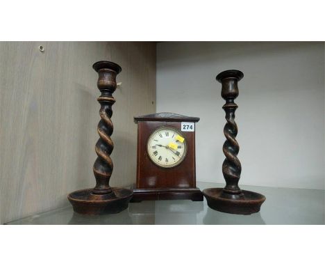 Mantle clock and a pair of candlesticks