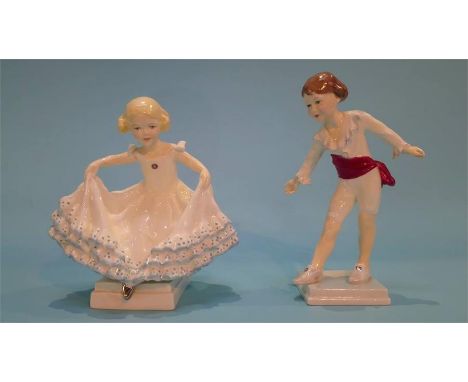 A Royal Worcester figure 'Masquerade Boy' number 3359 and 'Masquerade Girl' number 3360 (2)