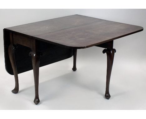 An early George III mahogany drop-leaf single gate leg action dining table the rectangular twin flat top with rounded corners
