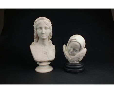 A Copeland Parian portrait bust of Enid, circa 1880, by F M Miller, impressed for 'Crystal Palace Art Union', to the socle ba