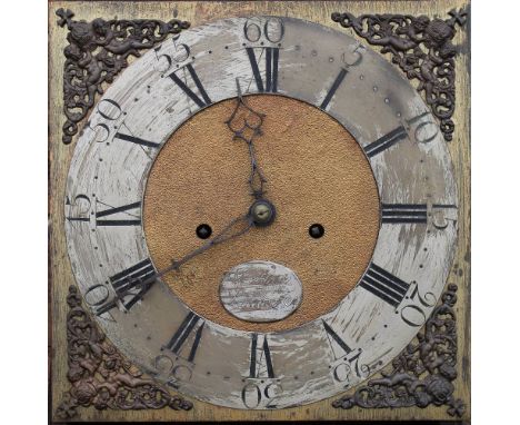 A LATE 18TH/EARLY 19TH CENTURY OAK LONGCASE CLOCK BY J SHAN OF LANCASTER, the 12" brass dial with eight day movement, cast gi