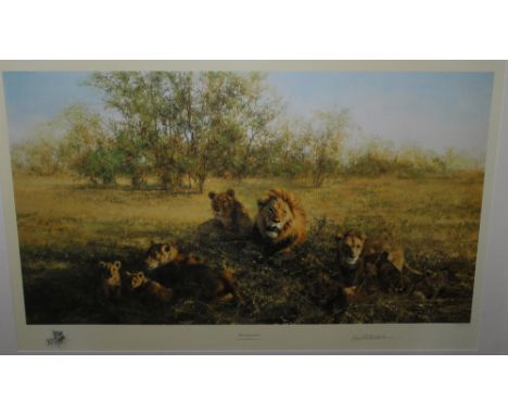 DAVID SHEPHERD (1931) - SIGNED LIMITED EDITION 'FIRST LIGHT AT SAVUTI' PRINT, no. 1250 / 1500, framed and glazed, 43 x 74.5 c