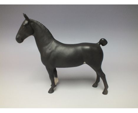 A BESWICK BLACK HACKNEY HORSE 'BLACK MAGIC OF NORK', matt finish, marked to feet, H 19 cm