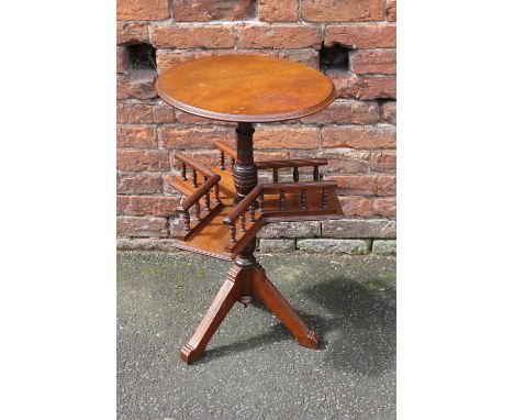 A LATE 19TH/EARLY 20TH CENTURY MAHOGANY OCCASIONAL TABLE, the circular top supported by a vase turned column, shaped gallerie