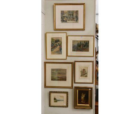 A small group of watercolours, to include three works signed R Duff, mostly landscape, further unsigned landscape watercolour