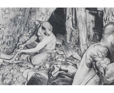 Simon R Painter (20th Century)Coal mining sceneSigned, pencil and charcoal, 36cm by 53cm; together with a mixed media study o