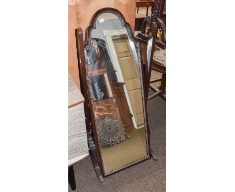 A Regency style gilt framed sectional mirror, 76cm by 90cm, together with a gilt torchere, a mahogany cheval mirror, a needle