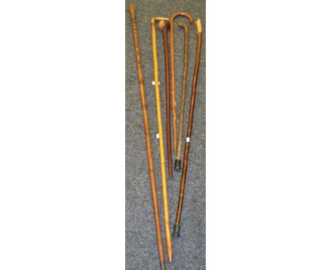 A Zulu knob kerry ; a horn handled stick; others