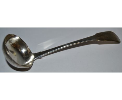 A George IV Scottish Fiddle pattern cream ladle, retailer's mark of Norton, Andrew Wilkie Edinburgh 1824