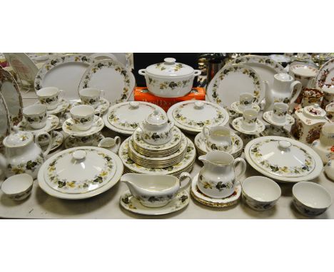 A Royal Doulton Larchmont pattern dinner, coffee and tea service, for six, comprising dinner plates, tea plates, ramekins, tw