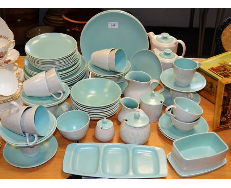 A Poole Pottery Pebble pattern part dinner and tea service