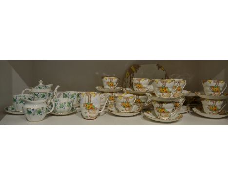 A Royal Crown RD No. 839892 tea for two; a Radfords Idyll pattern part tea service comprising teacups, side plates, cake plat