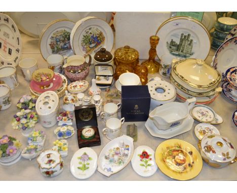 Ceramics - a Royal Worcester Christmas collector plates; a Royal Albert Old Country Roses miniature teapot; Wedgewood Jasperw