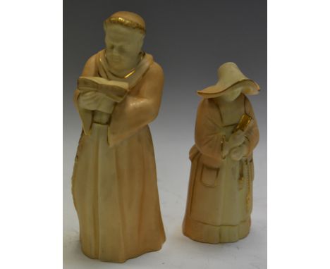 A Royal Worcester candle snuffer, Monk; another Nun